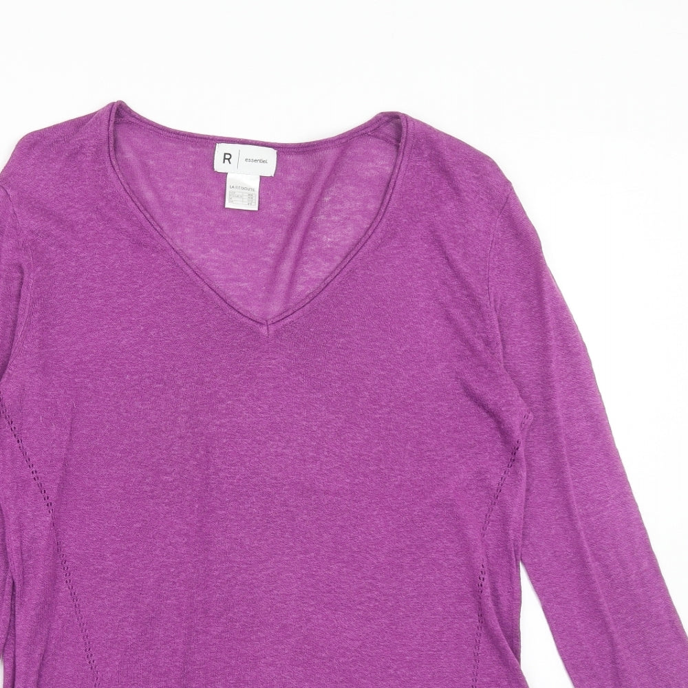 La Redoute Womens Purple V-Neck Viscose Pullover Jumper Size 10