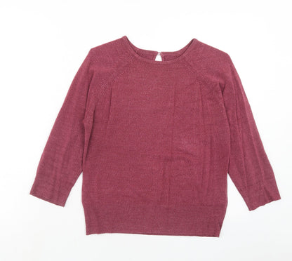 BHS Womens Purple Round Neck Acrylic Pullover Jumper Size 14