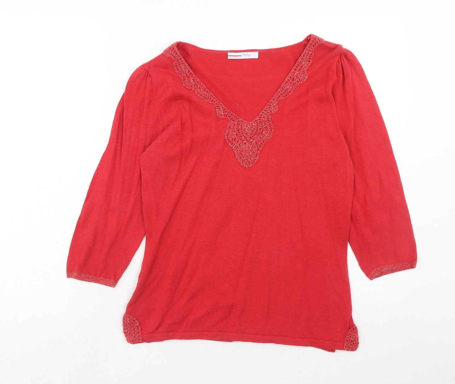 Womens UK Size 14 papaya Red Pullover Jumper