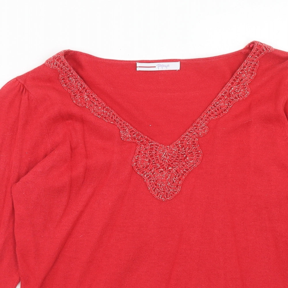 Womens UK Size 14 papaya Red Pullover Jumper