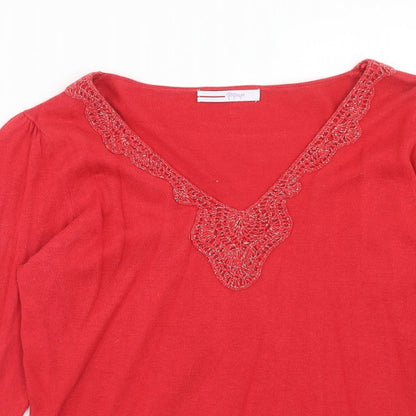 Womens UK Size 14 papaya Red Pullover Jumper