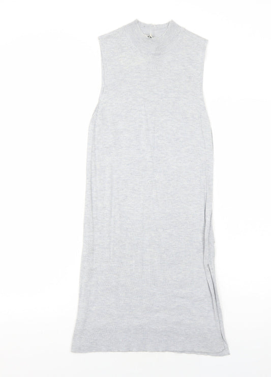 Peacocks Womens Grey Nylon A-Line Size 8 Round Neck Pullover