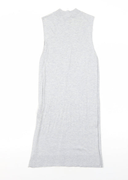 Peacocks Womens Grey Nylon A-Line Size 8 Round Neck Pullover