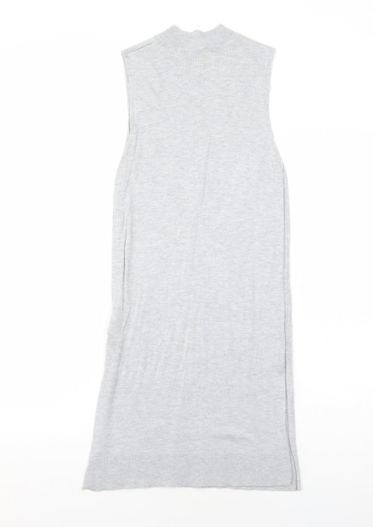 Peacocks Womens Grey Nylon A-Line Size 8 Round Neck Pullover