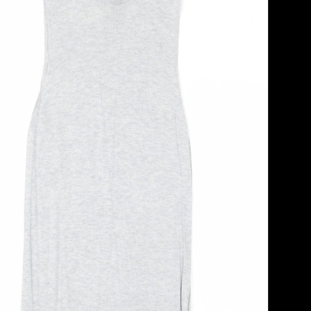 Peacocks Womens Grey Nylon A-Line Size 8 Round Neck Pullover