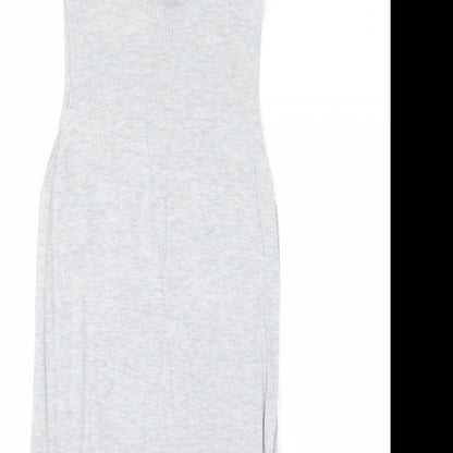 Peacocks Womens Grey Nylon A-Line Size 8 Round Neck Pullover