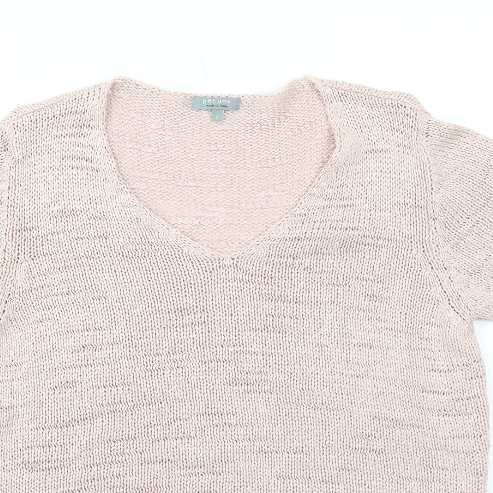 Womens UK Size L Per Una Pink Basic T-Shirt