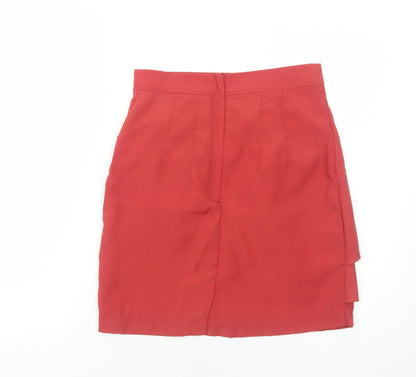 H&M Womens Orange Polyester A-Line Skirt Size 8 Zip