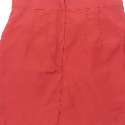 H&M Womens Orange Polyester A-Line Skirt Size 8 Zip