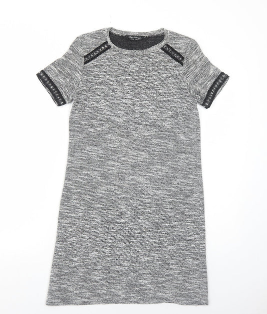 Miss Selfridge Womens Grey Polyester A-Line Size 8 Round Neck Pullover