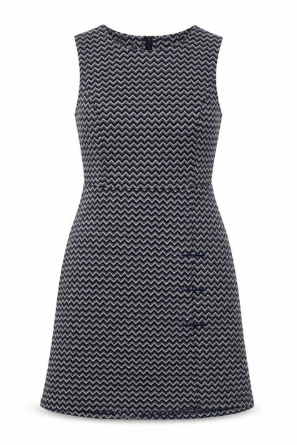 Apricot Womens Blue Geometric Polyester A-Line Size 10 Round Neck Zip