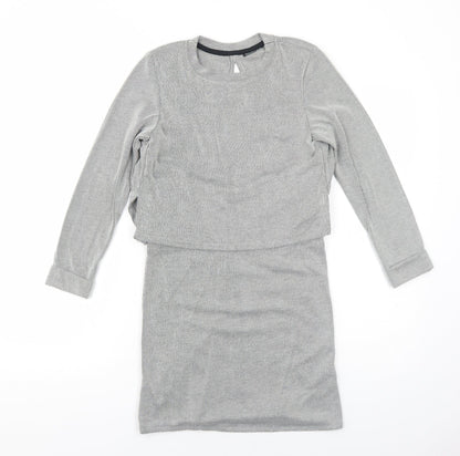 Topshop Womens Black Striped Acrylic A-Line Size 6 Round Neck Pullover
