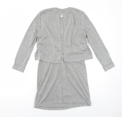 Topshop Womens Black Striped Acrylic A-Line Size 6 Round Neck Pullover