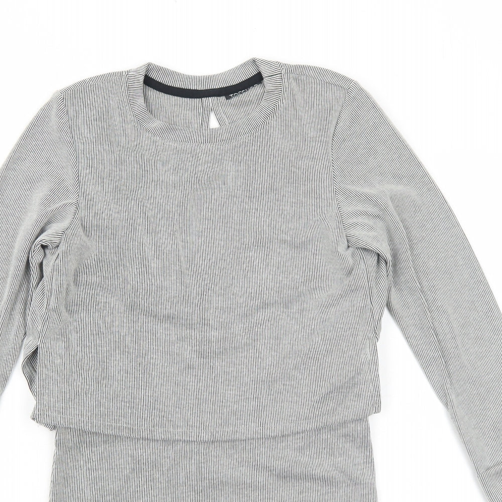 Topshop Womens Black Striped Acrylic A-Line Size 6 Round Neck Pullover