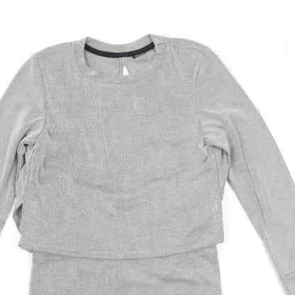 Topshop Womens Black Striped Acrylic A-Line Size 6 Round Neck Pullover