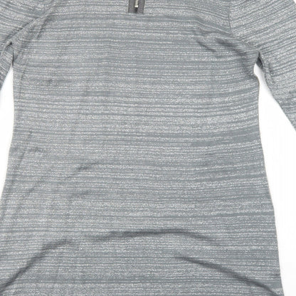 Wallis Womens Green Colourblock Acrylic A-Line Size M Round Neck Zip