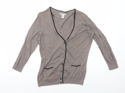 Womens UK Size S H&M Brown Cardigan Jumper