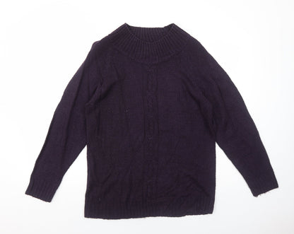 By Design Womens Purple Round Neck Acrylic Pullover Jumper Size M