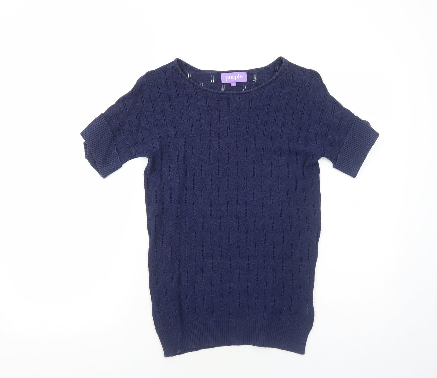 Womens UK Size S Purple Blue Basic T-Shirt