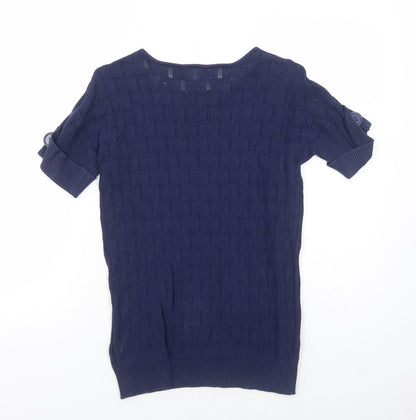 Womens UK Size S Purple Blue Basic T-Shirt