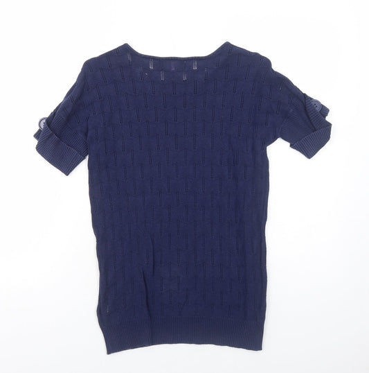 Womens UK Size S Purple Blue Basic T-Shirt