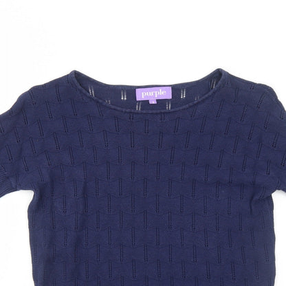 Womens UK Size S Purple Blue Basic T-Shirt