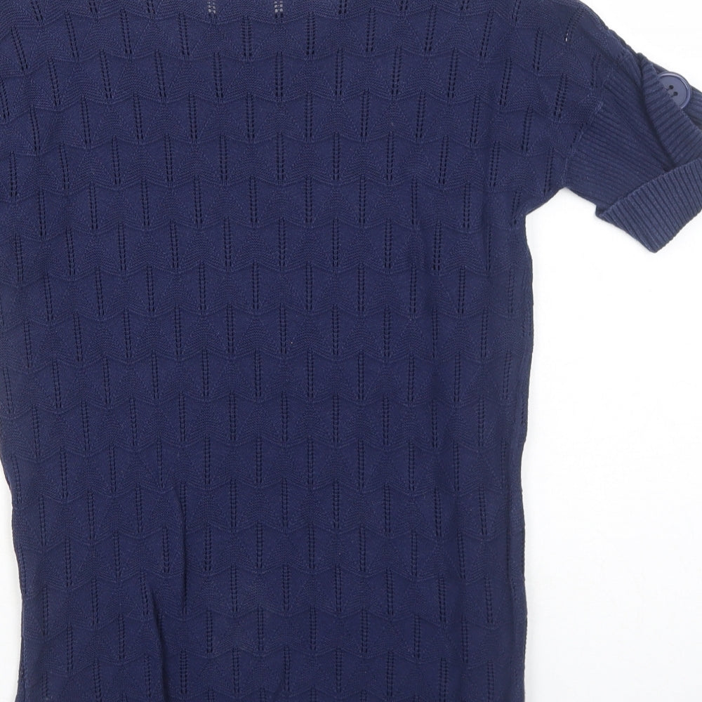 Womens UK Size S Purple Blue Basic T-Shirt
