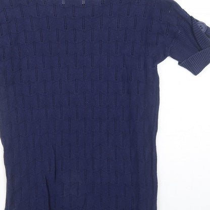 Womens UK Size S Purple Blue Basic T-Shirt