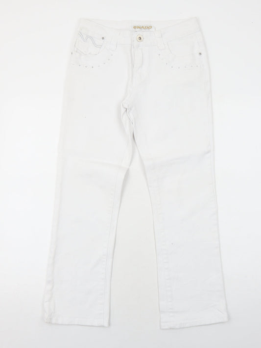 Womens UK Size 10 Onado Regular Fit Straight White Jeans