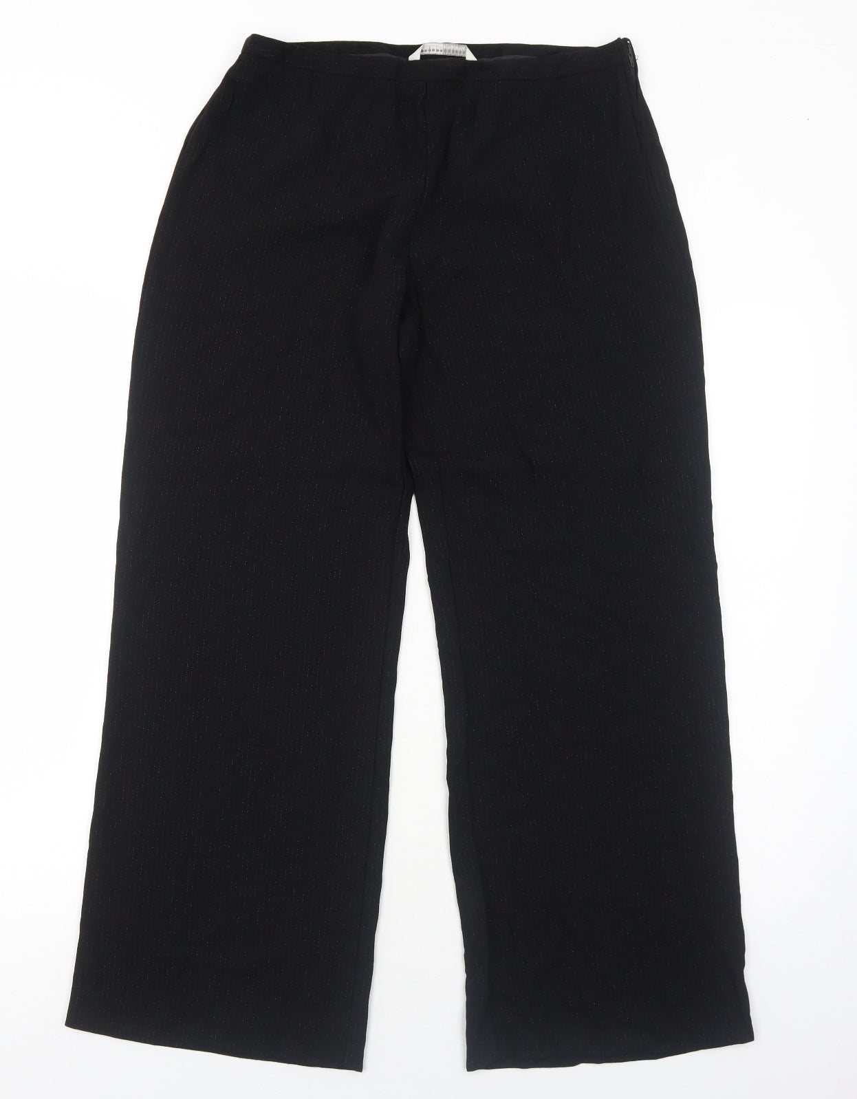 AMARANTO Womens Black Polyester Trousers Size 12 Regular Zip