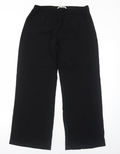 AMARANTO Womens Black Polyester Trousers Size 12 Regular Zip