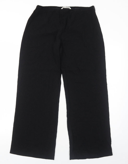 AMARANTO Womens Black Polyester Trousers Size 12 Regular Zip