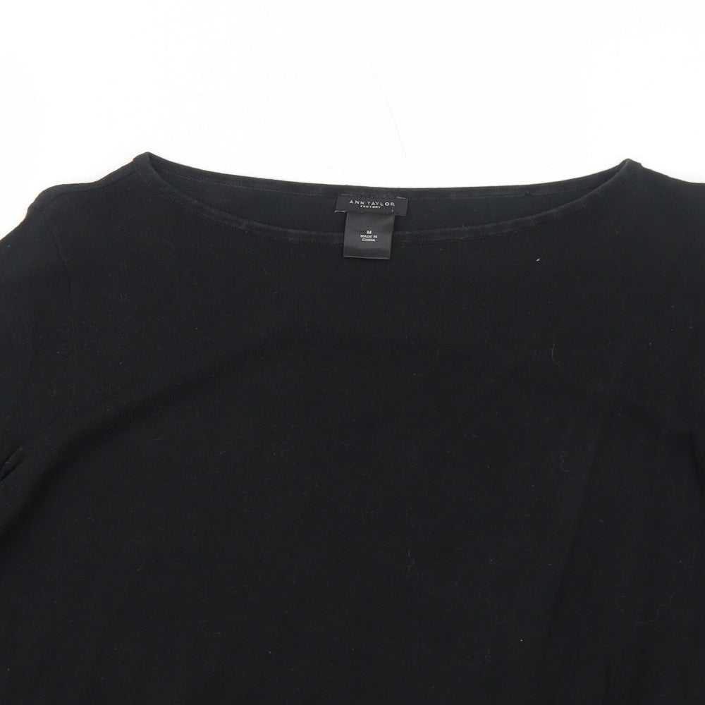 Womens UK Size M Ann Taylor Black Basic Blouse