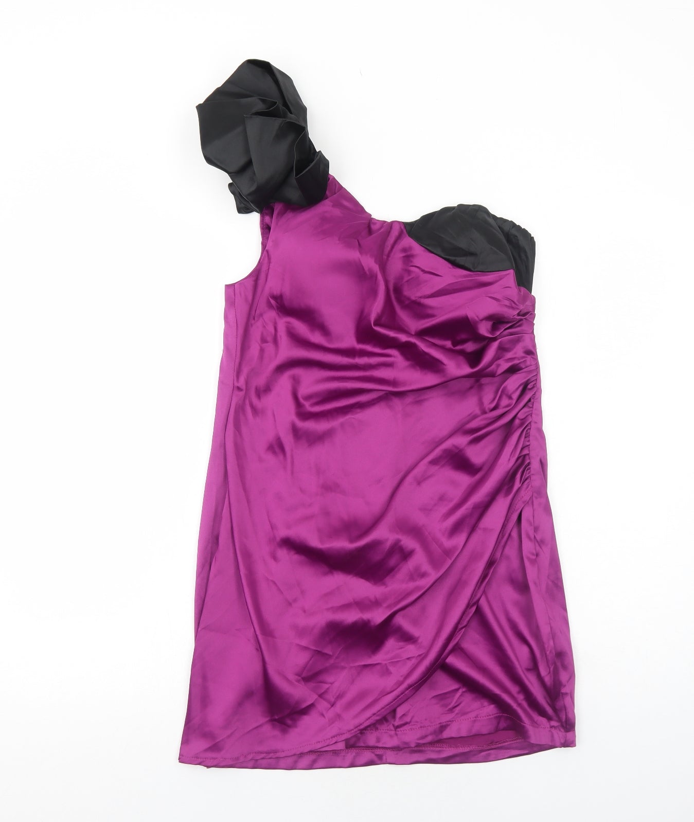 AX Paris Womens Purple Polyester Mini Size 14 One Shoulder Zip - Shoulder Detail