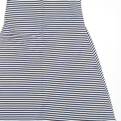 Dorothy Perkins Womens Blue Striped Polyester Tank Dress Size 8 Boat Neck Pullover - Asymmetric