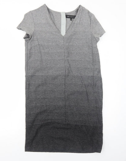 NEXT Womens Grey Wool Jumper Dress Size 10 V-Neck Zip