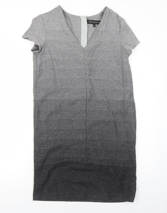 NEXT Womens Grey Wool Jumper Dress Size 10 V-Neck Zip