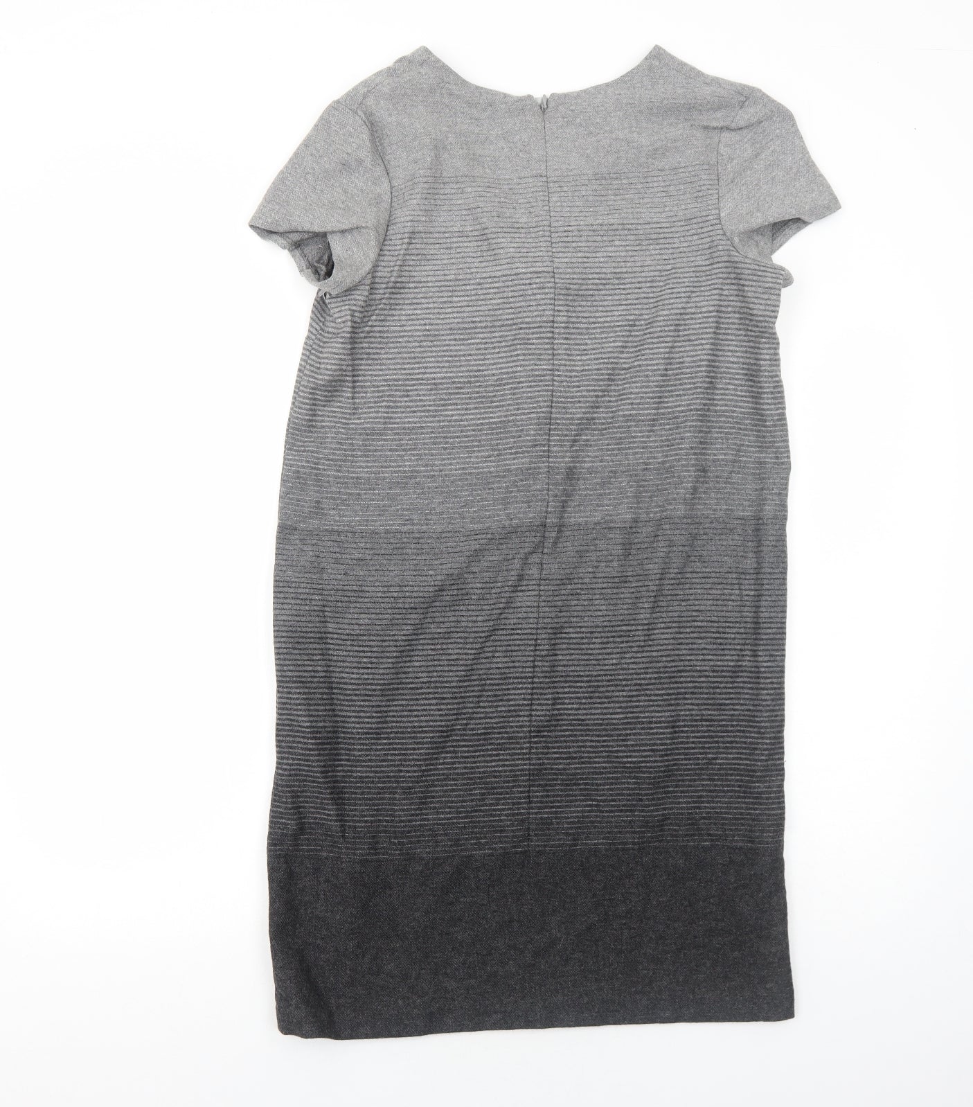 NEXT Womens Grey Wool Jumper Dress Size 10 V-Neck Zip