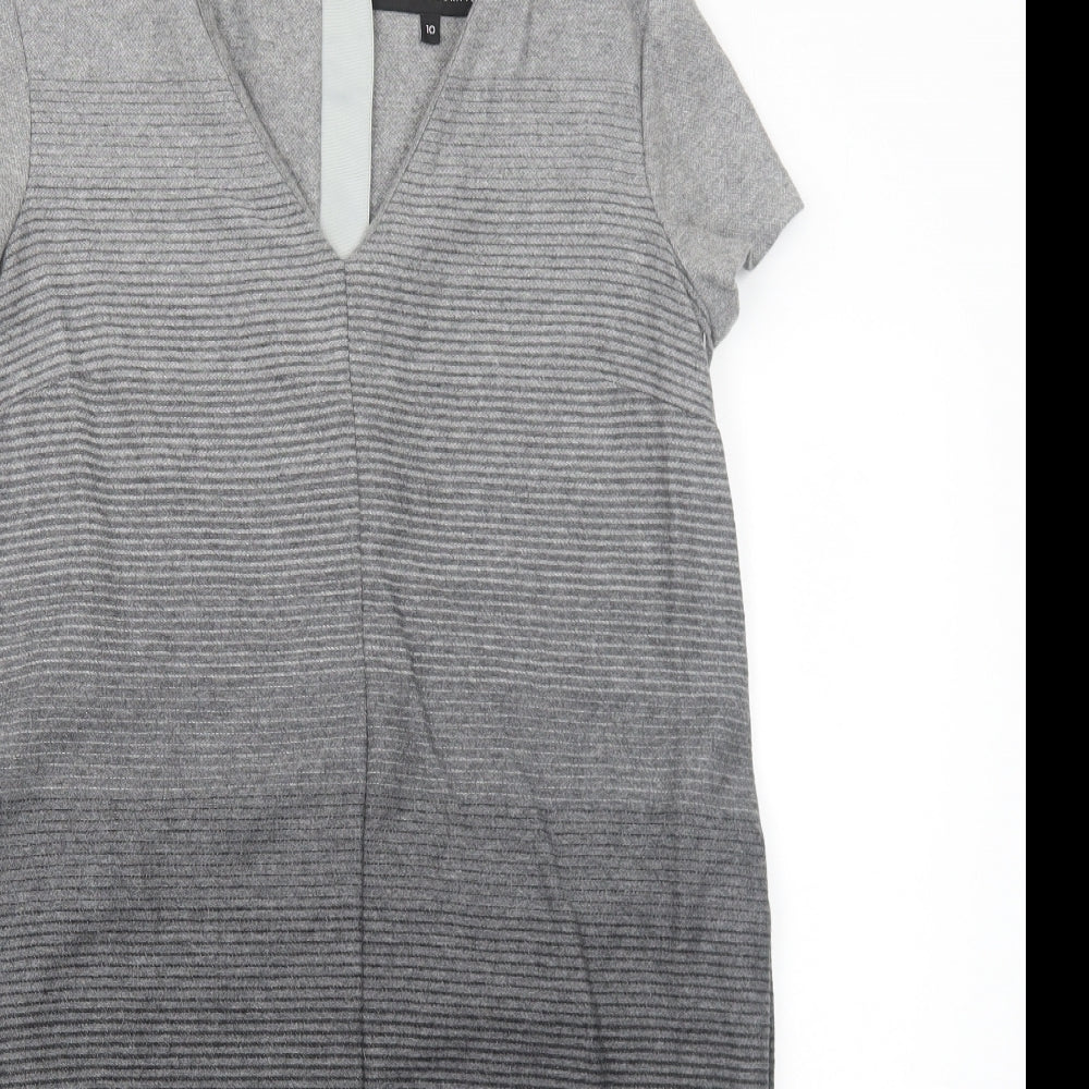 NEXT Womens Grey Wool Jumper Dress Size 10 V-Neck Zip