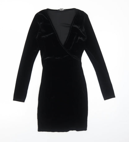 Missguided Womens Black Polyester Bodycon Size 6 V-Neck Pullover