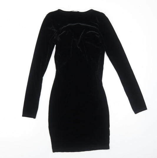 Missguided Womens Black Polyester Bodycon Size 6 V-Neck Pullover