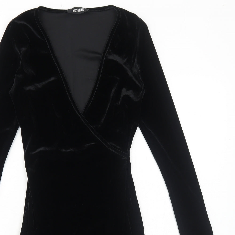 Missguided Womens Black Polyester Bodycon Size 6 V-Neck Pullover