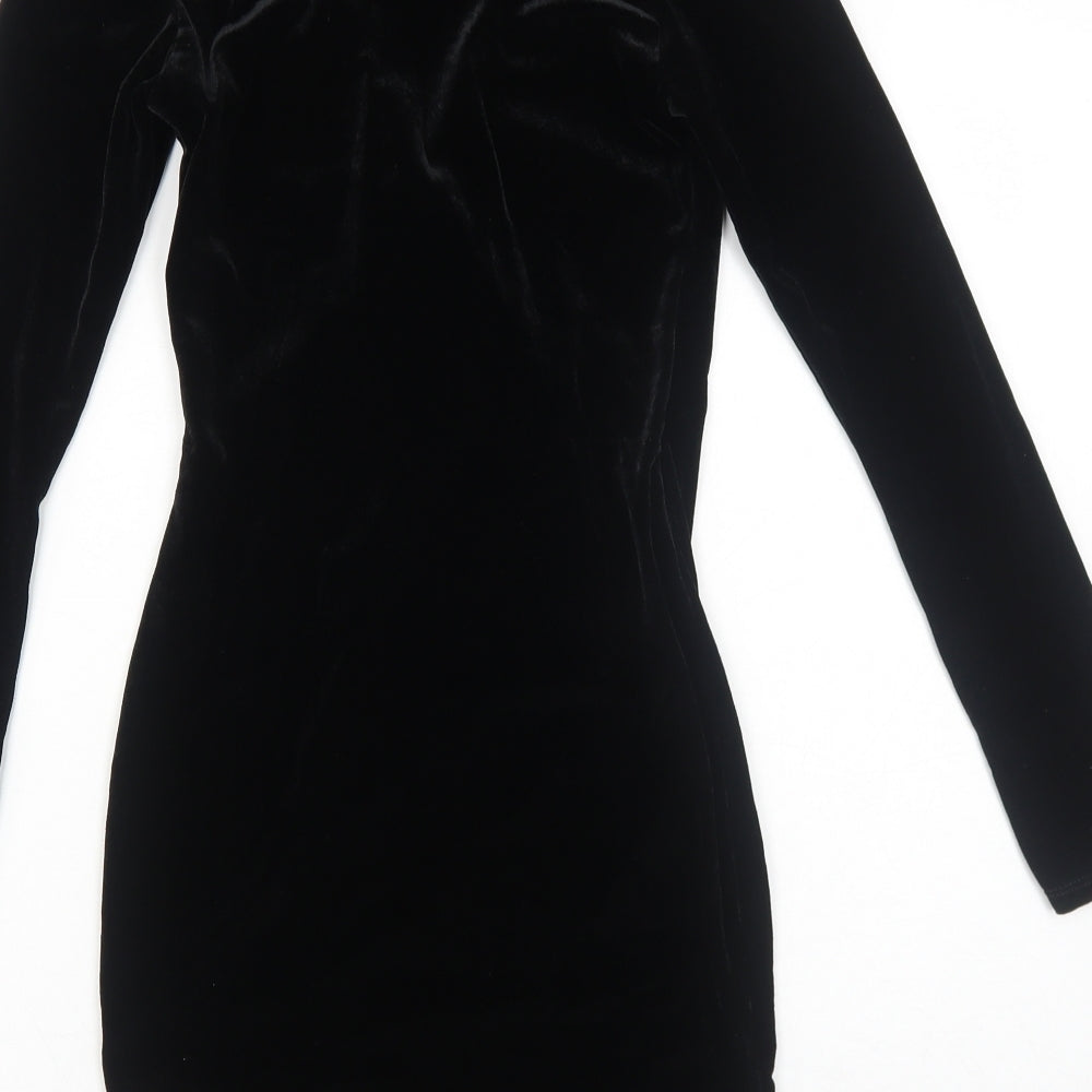 Missguided Womens Black Polyester Bodycon Size 6 V-Neck Pullover