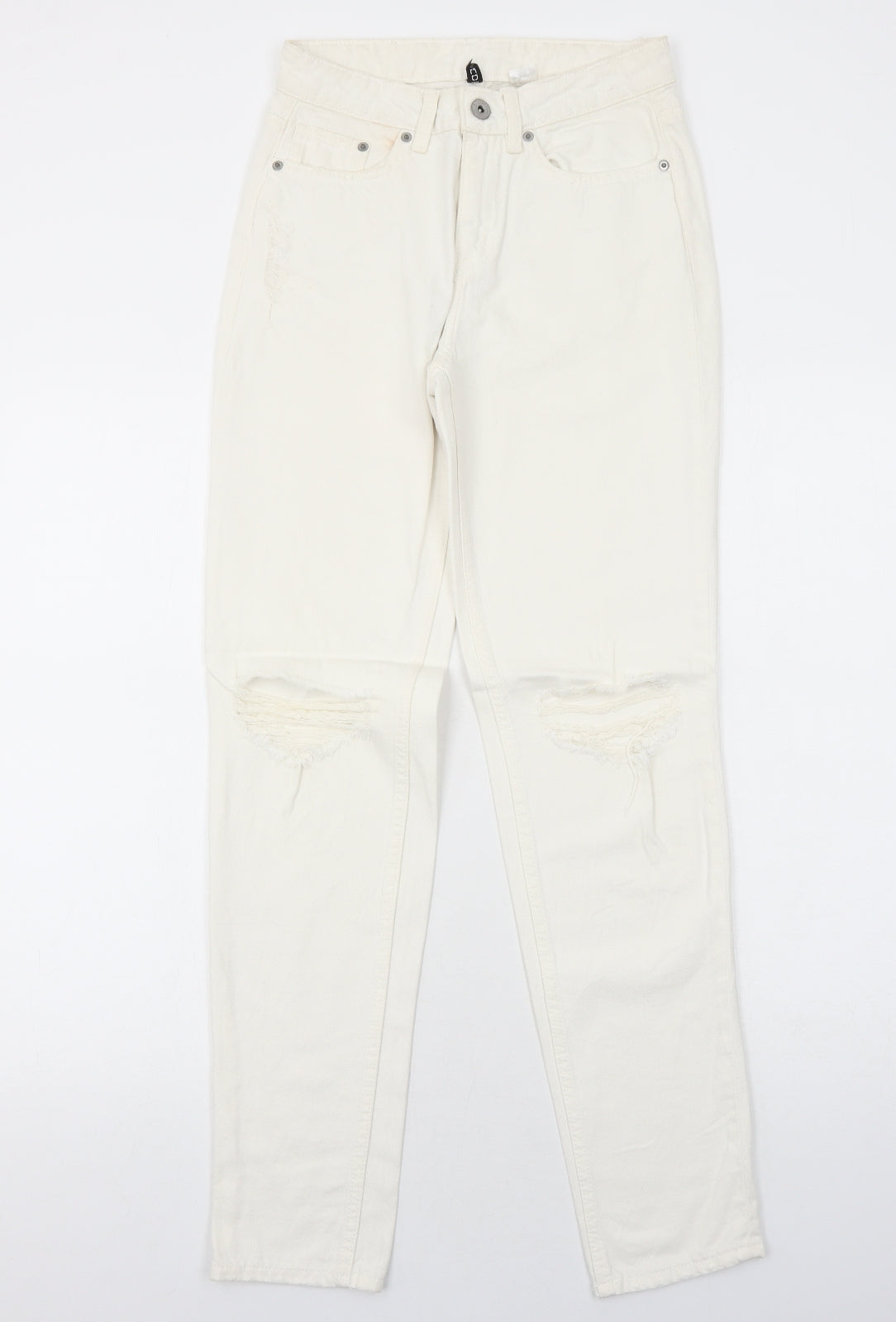Womens UK Size 4 H&M Regular Fit Skinny White Jeans