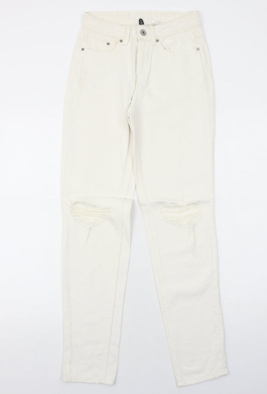 Womens UK Size 4 H&M Regular Fit Skinny White Jeans