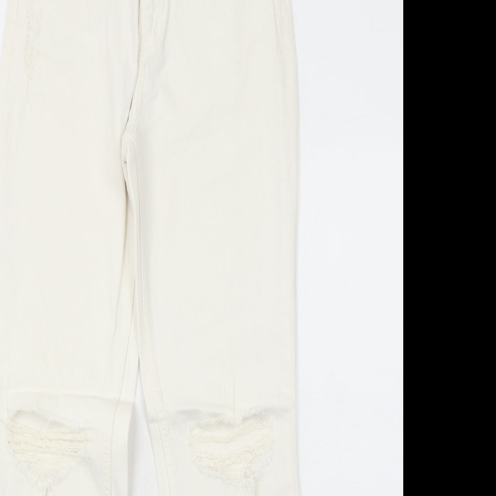Womens UK Size 4 H&M Regular Fit Skinny White Jeans