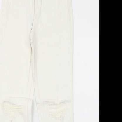 Womens UK Size 4 H&M Regular Fit Skinny White Jeans