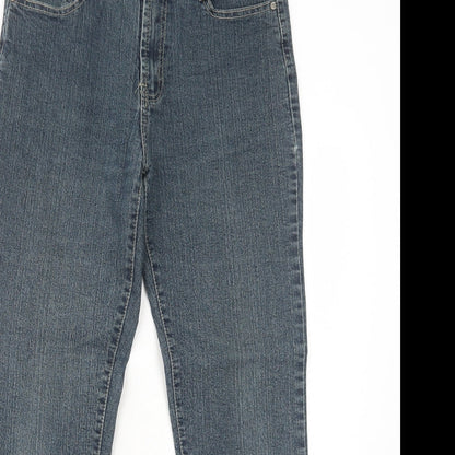 ZHIXIN Jeans Womens Blue Cotton Tapered Jeans Size 12 Regular Zip - Embroidered Pockets