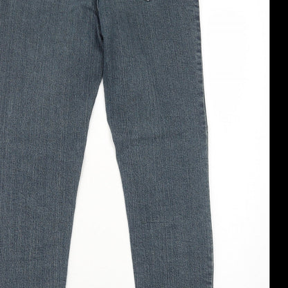 ZHIXIN Jeans Womens Blue Cotton Tapered Jeans Size 12 Regular Zip - Embroidered Pockets