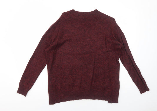 New Look Mens Red Round Neck Acrylic Pullover Jumper Size S Long Sleeve